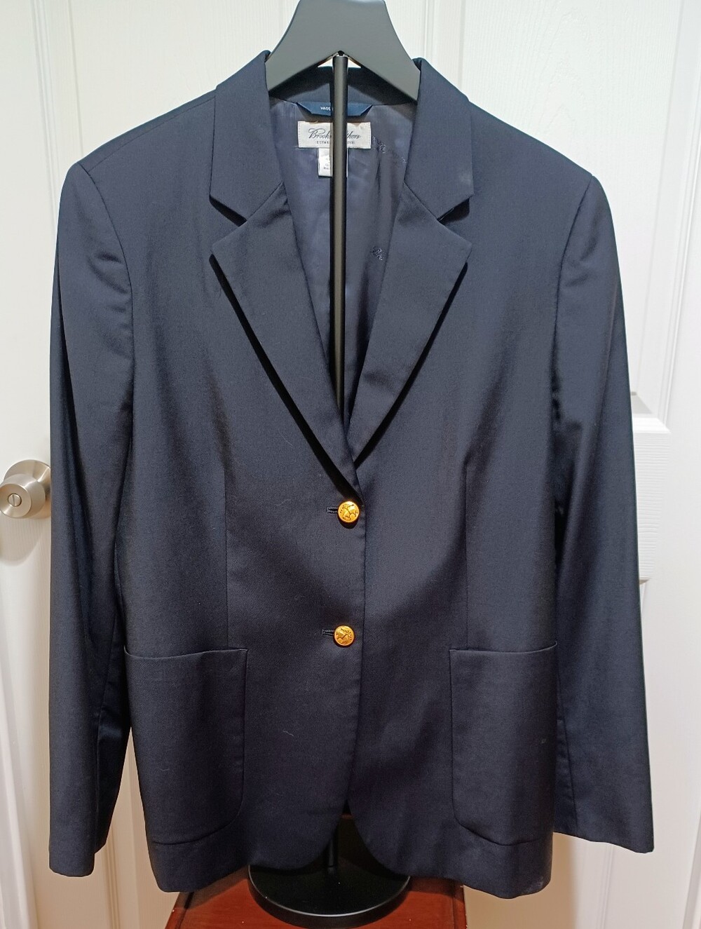Brooks Brothers Black Blazer with Gold Buttons Wool Fabric By Eng. Loro Piana